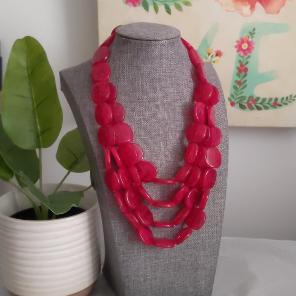 NY&Co Chunky Raspberry Bead Statement Necklace